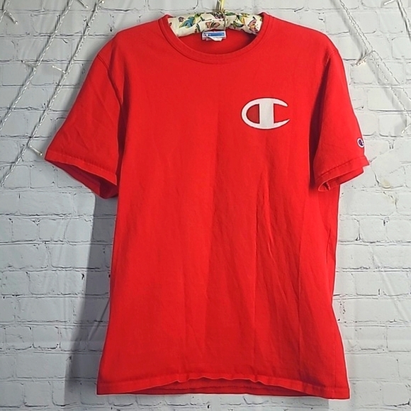 Vintage Y2K Champion Front & Back Logo Spellout Red Tee Tshirt Mens Size Medium - Picture 3 of 15